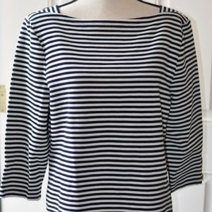 Talbots Navy White Striped 3/4 Sleeve Top. XLP, XL